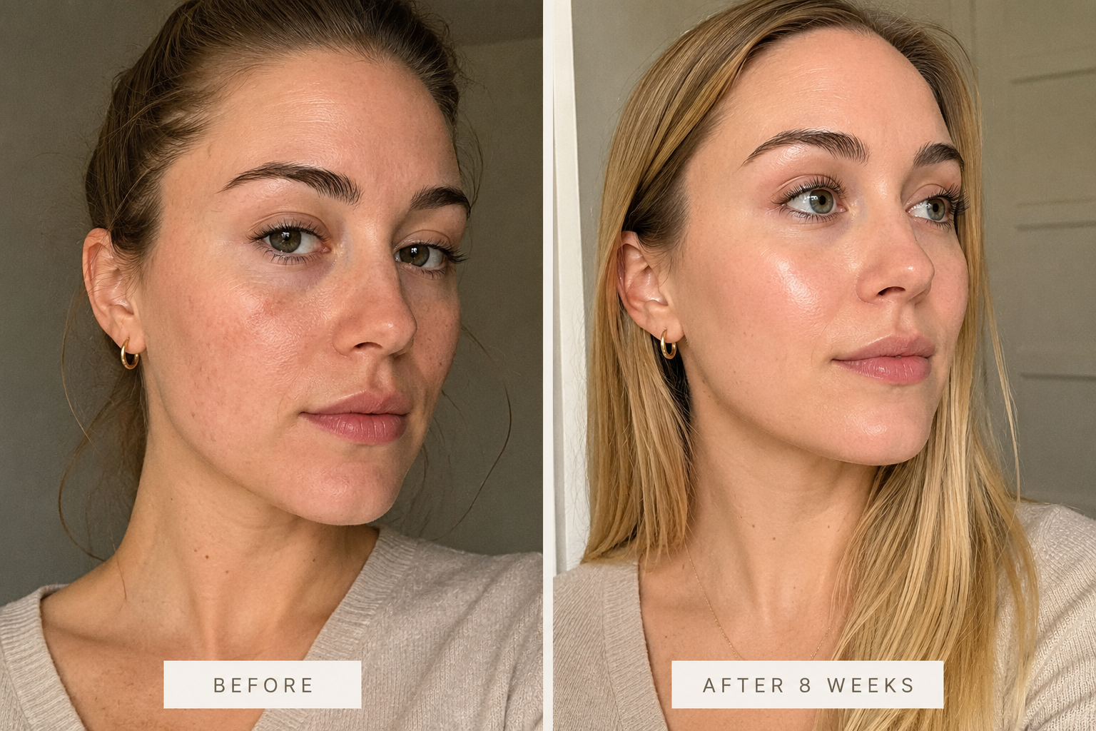 Real customer before and after eight weeks of the Rufina ritual