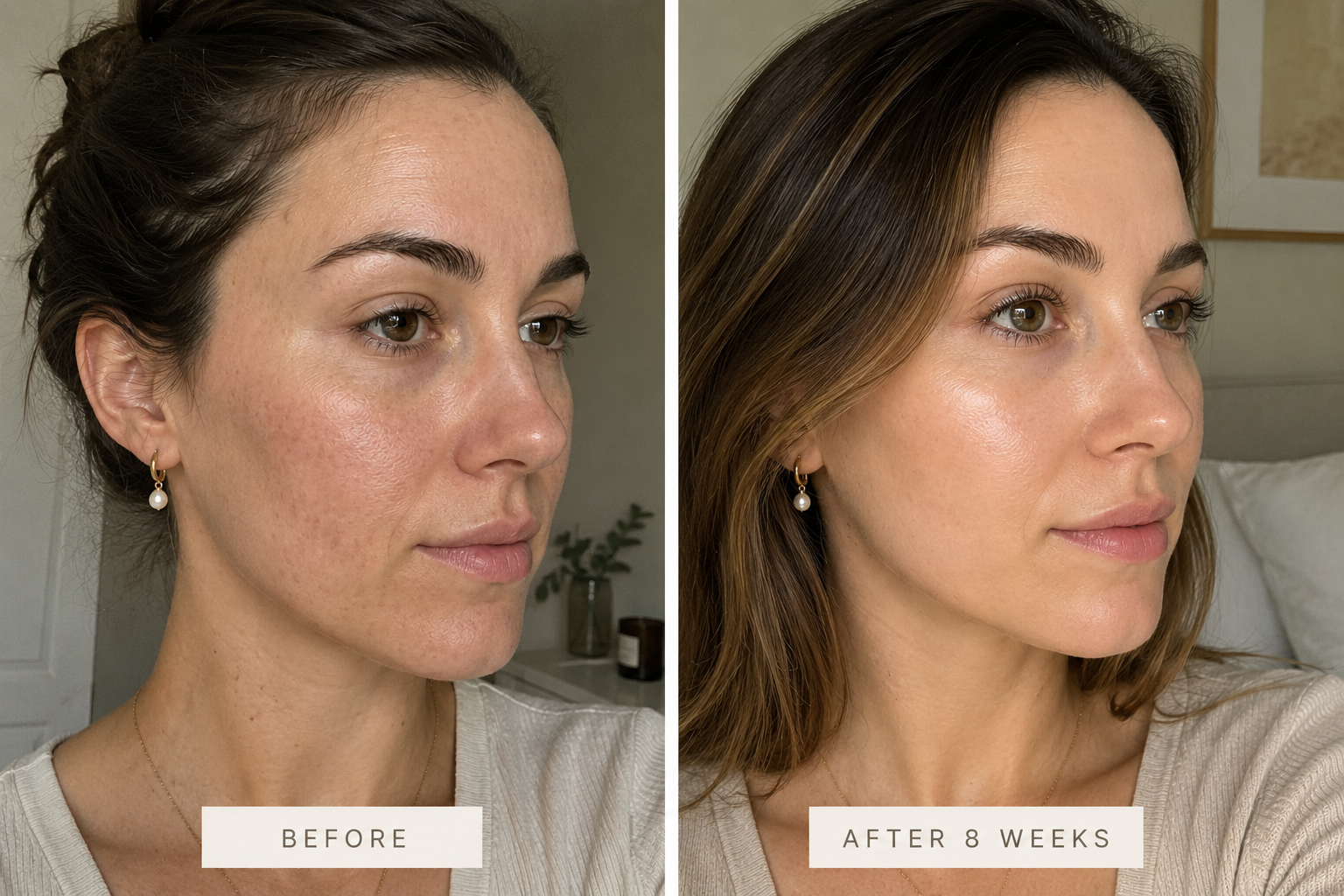 Real customer before and after eight weeks of the Rufina ritual